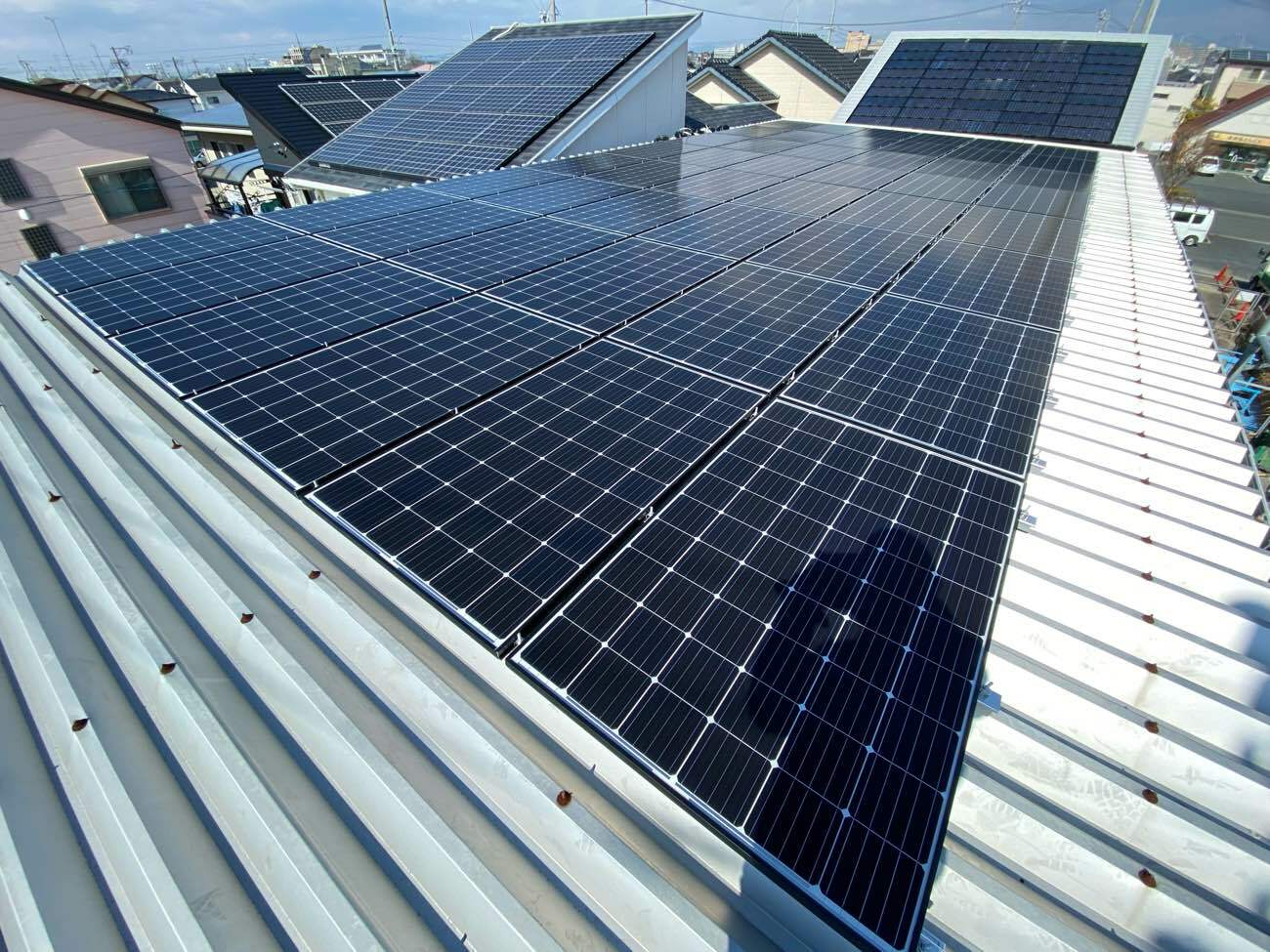 太陽光発電 長州産業 15.120kw システム＋蓄電池 ニチコン 11kwh システム　設置工事 画像
