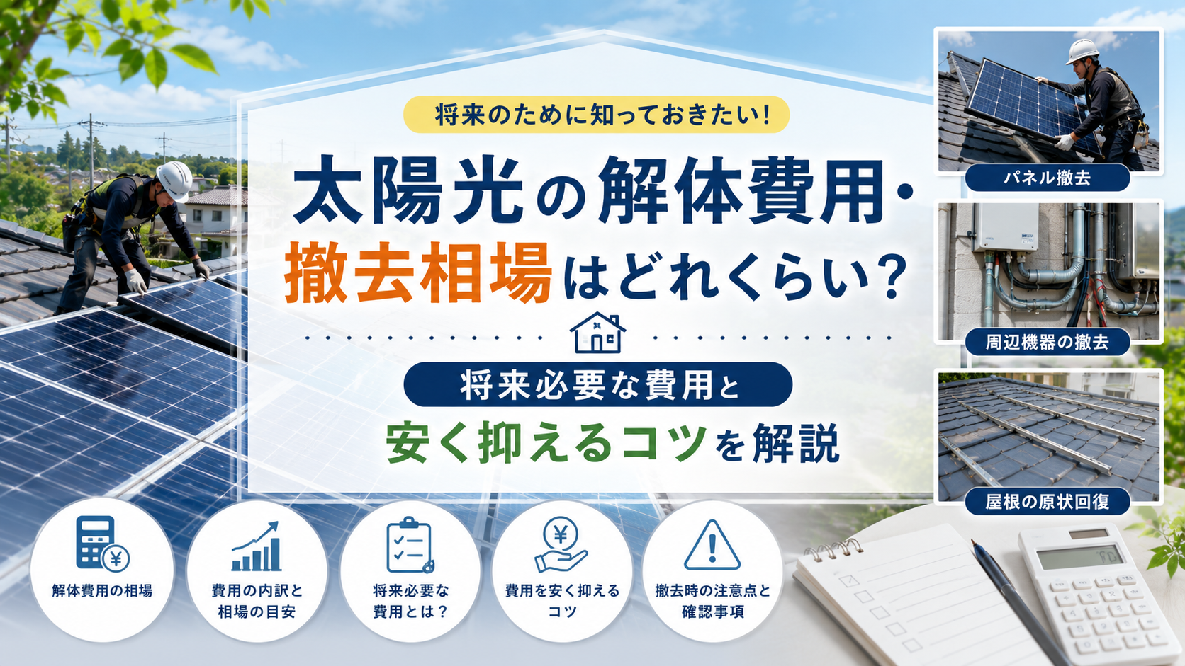 太陽光の解体費用・撤去相場はどれくらい?将来必要な費用と安く抑えるコツ 画像