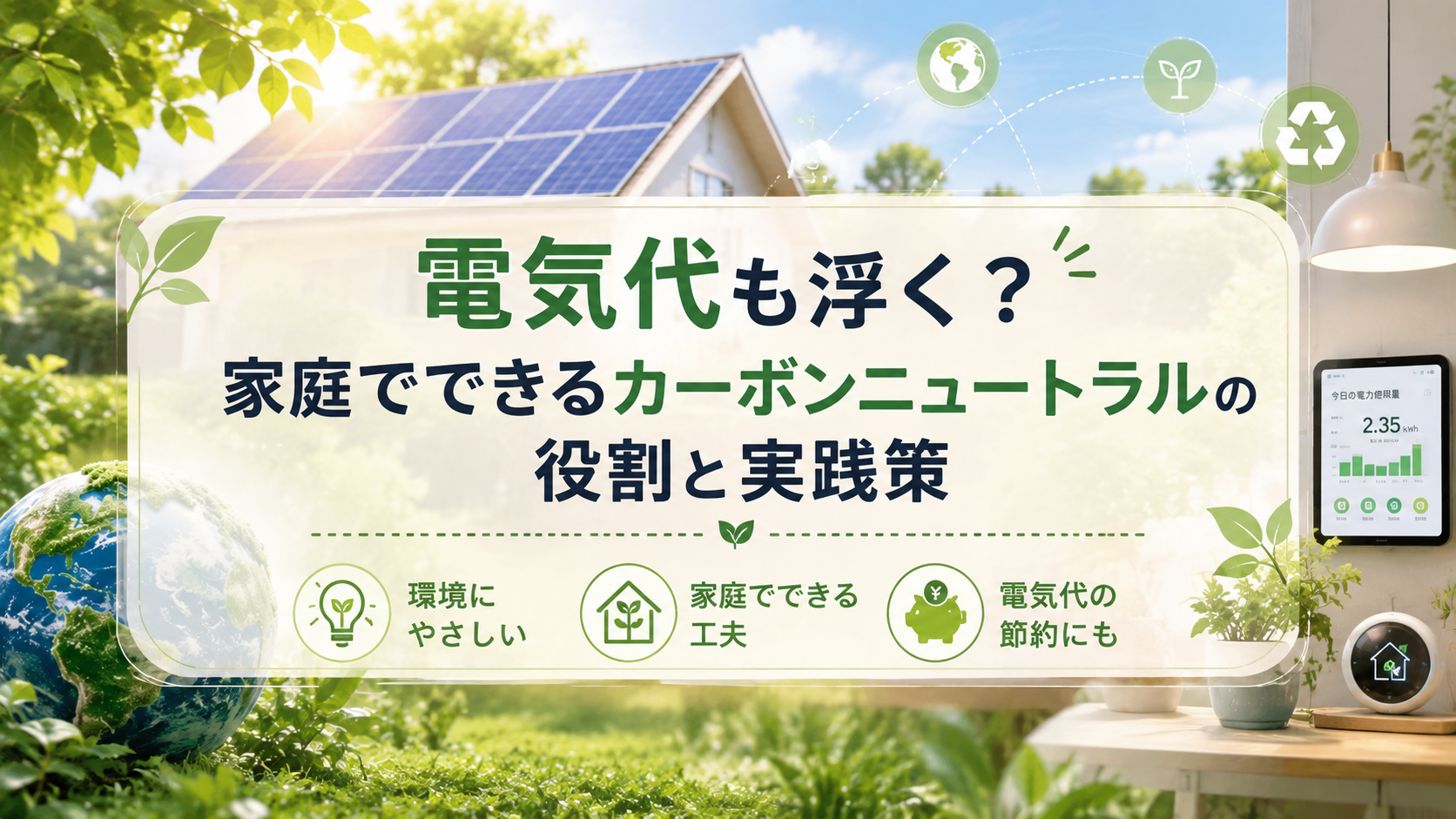 電気代も浮く？家庭でできるカーボンニュートラルの役割と実践策 画像
