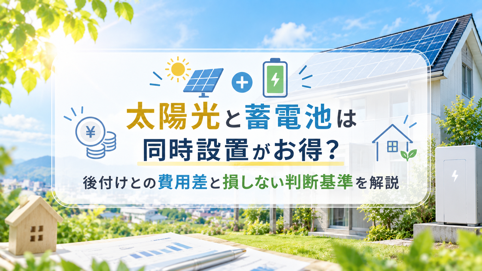 太陽光と蓄電池は同時設置がお得?後付けとの費用差と損しない判断基準を解説 画像