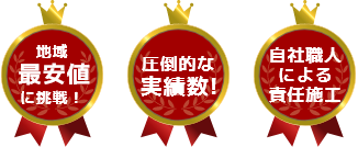 地域最安値! 圧倒的な実績数! 自社職人による責任施工