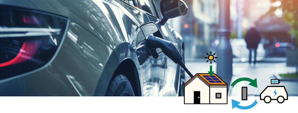 EV車　スタンド充電中　写真