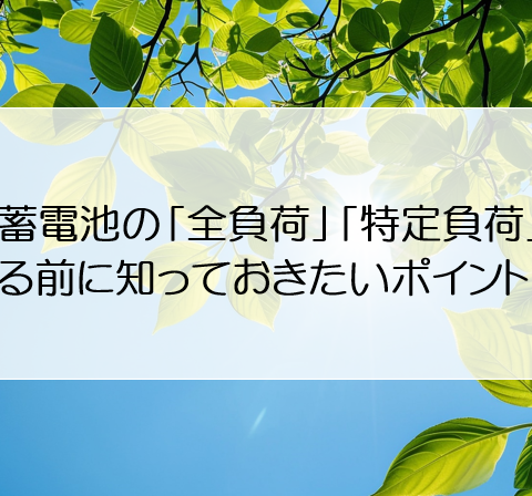 家庭用蓄電池の「全負荷」「特定負荷」とは？導入する前に知っておきたいポイントも！ アイキャッチ画像