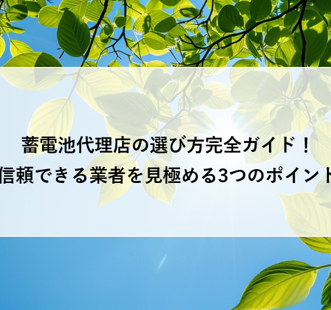 蓄電池代理店の選び方完全ガイド！信頼できる業者を見極める3つのポイント アイキャッチ画像