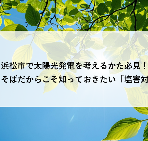 浜松市で太陽光発電を考えるかた必見！海のそばだからこそ知っておきたい「塩害対策」 アイキャッチ画像