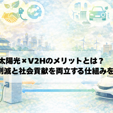 太陽光×V2Hのメリット総まとめ｜節約だけでなく社会に貢献できる理由 アイキャッチ画像