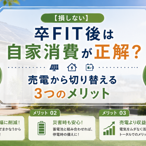 【損しない】卒FIT後は自家消費が正解?売電から切り替える3つのメリット アイキャッチ画像