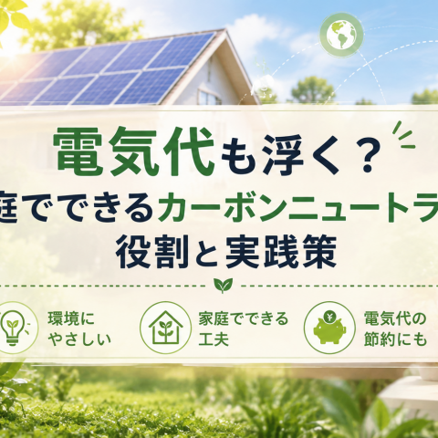 電気代も浮く？家庭でできるカーボンニュートラルの役割と実践策 アイキャッチ画像