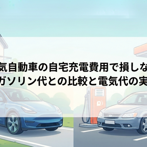 電気自動車の自宅充電費用で損しない！ガソリン代との比較と電気代の実態 アイキャッチ画像