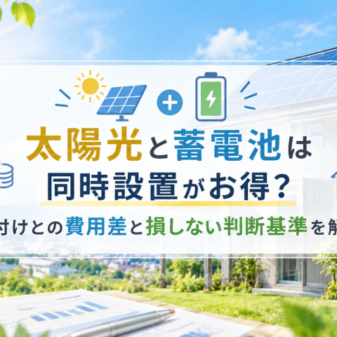 太陽光と蓄電池は同時設置がお得?後付けとの費用差と損しない判断基準を解説 アイキャッチ画像