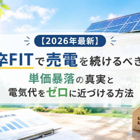 卒FITで売電を続けるべき？単価暴落の真実と電気代をゼロに近づける方法 アイキャッチ画像